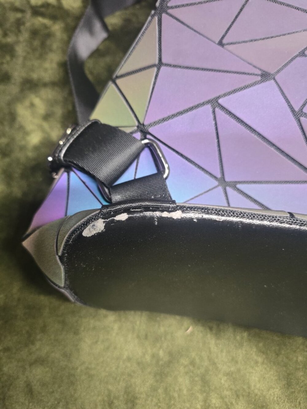 Holographic Geometric Luminous Backpack Iridescent Color-Changing Reflective Rav - Picture 5 of 6